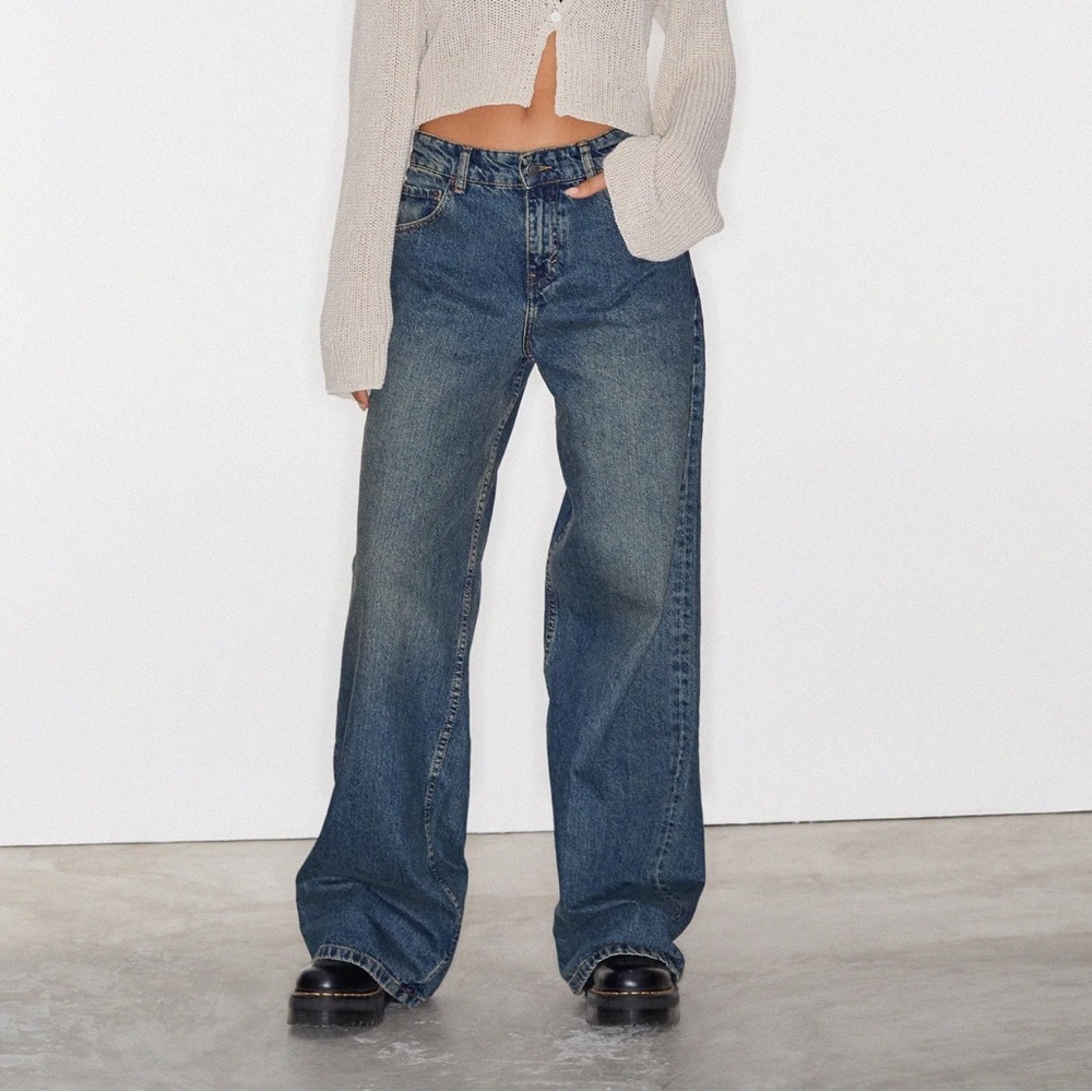Motel Rocks Roomy Extra Wide Jeans Brown Blue Acid W26 L32